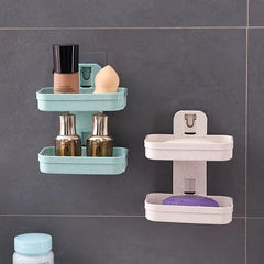 Stylish Double Layer Soap Holder with Suction Cups