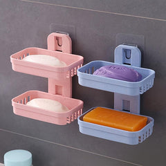 Stylish Double Layer Soap Holder with Suction Cups