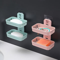 Stylish Double Layer Soap Holder with Suction Cups