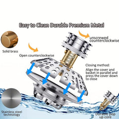 3-in-1 Copper Bathtub Tub Stopper with Hair Catcher Strainer