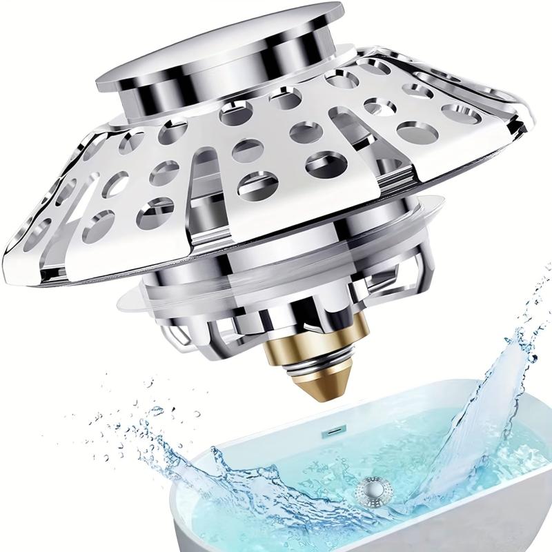3-in-1 Copper Bathtub Tub Stopper with Hair Catcher Strainer