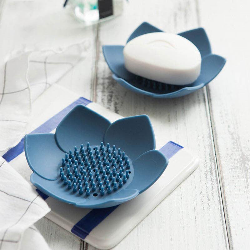 Lotus Shape Soap Box Non Slip Silicone Soap Dish