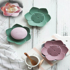 Lotus Shape Soap Box Non Slip Silicone Soap Dish