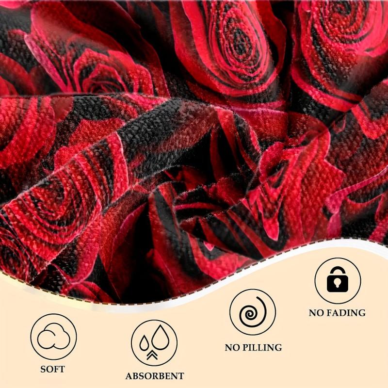 Red Rose Pattern XL Beach Towel Quick Dry Water Absorbent 59x29