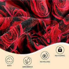 Red Rose Pattern XL Beach Towel Quick Dry Water Absorbent 59x29