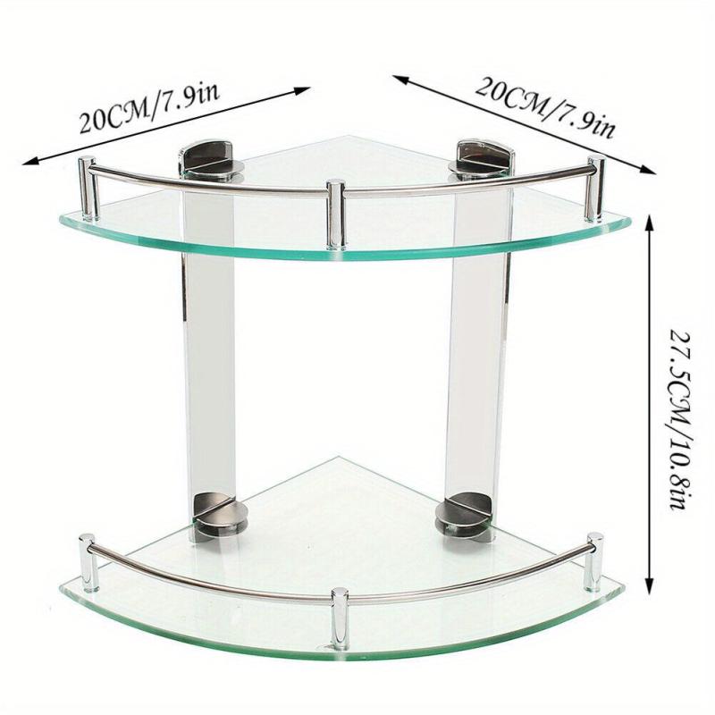 Triangle Glass Shower Caddy Wall Mounted Bathroom Tray