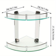 Triangle Glass Shower Caddy Wall Mounted Bathroom Tray
