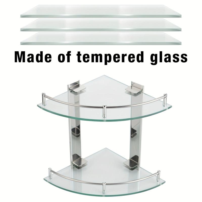 Triangle Glass Shower Caddy Wall Mounted Bathroom Tray