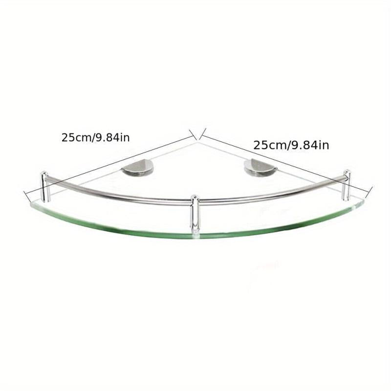 Triangle Glass Shower Caddy Wall Mounted Bathroom Tray