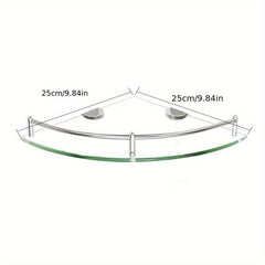 Triangle Glass Shower Caddy Wall Mounted Bathroom Tray
