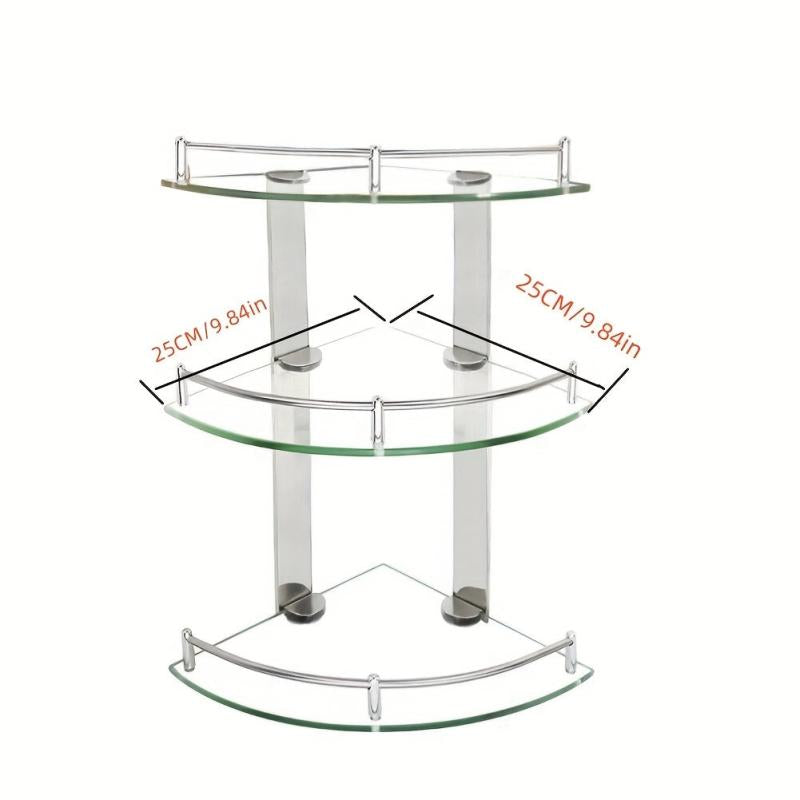 Triangle Glass Shower Caddy Wall Mounted Bathroom Tray