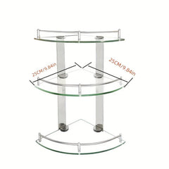 Triangle Glass Shower Caddy Wall Mounted Bathroom Tray