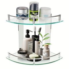 Triangle Glass Shower Caddy Wall Mounted Bathroom Tray