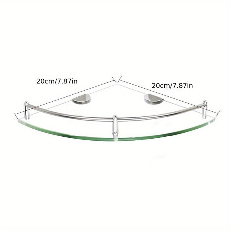 Triangle Glass Shower Caddy Wall Mounted Bathroom Tray