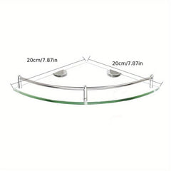 Triangle Glass Shower Caddy Wall Mounted Bathroom Tray
