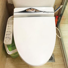 3D Zipper Cat Toilet Sticker Home Wall Decal