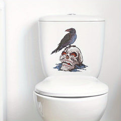1pc Halloween Toilet Seat Decal Scary Skeleton Washroom Sticker