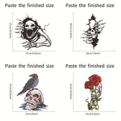 1pc Halloween Toilet Seat Decal Scary Skeleton Washroom Sticker