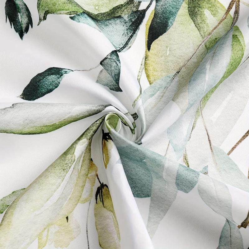 Green Leaves Shower Curtain Durable Plant Shower Curtain With 12 Hooks