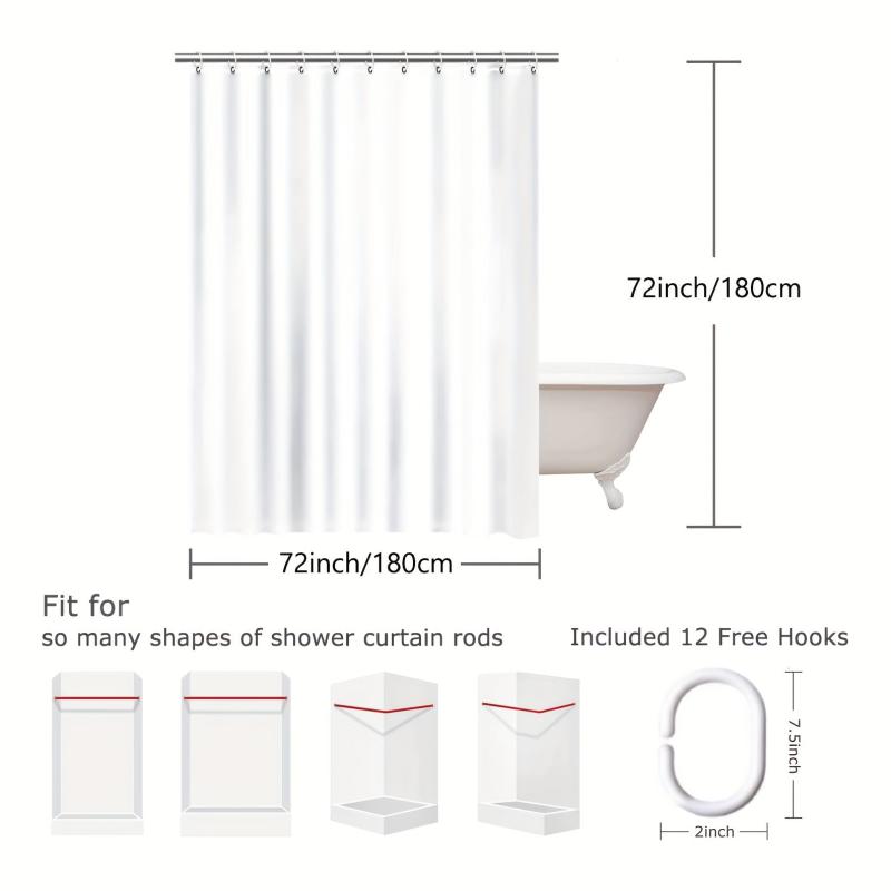 Green Leaves Shower Curtain Durable Plant Shower Curtain With 12 Hooks