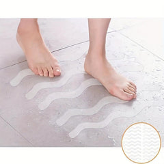 6pcs S-shaped Anti-slip Shower Tread Sticker Bathroom Non-slip Strip