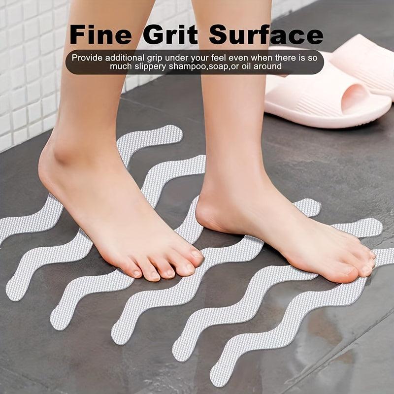 6pcs S-shaped Anti-slip Shower Tread Sticker Bathroom Non-slip Strip