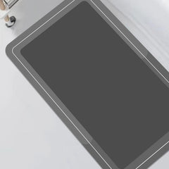 Soft Non-Slip Diatom Mud Floor Mat Gray Shower Carpet for Home Bathroom