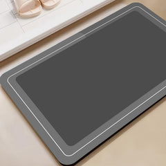 Soft Non-Slip Diatom Mud Floor Mat Gray Shower Carpet for Home Bathroom