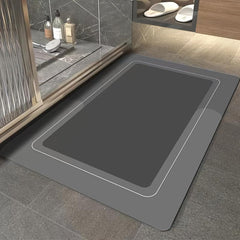 Soft Non-Slip Diatom Mud Floor Mat Gray Shower Carpet for Home Bathroom