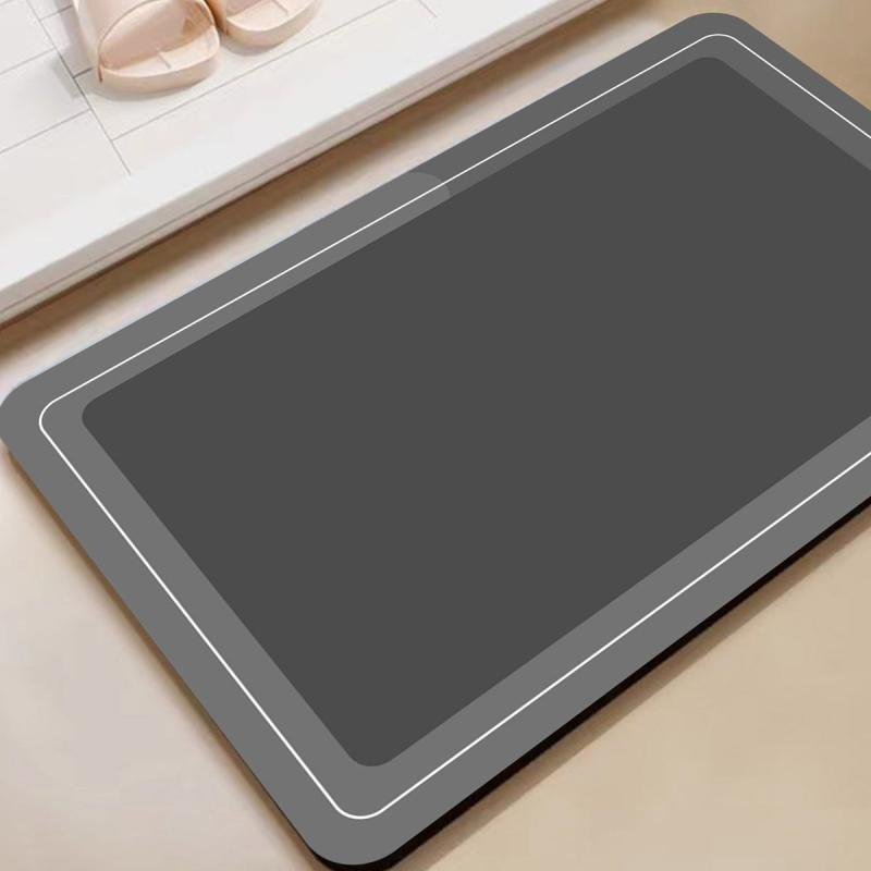 Soft Non-Slip Diatom Mud Floor Mat Gray Shower Carpet for Home Bathroom