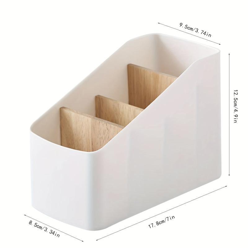 Wooden Desk Storage Box Organizer with 4 Compartments for TV Office