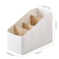 Wooden Desk Storage Box Organizer with 4 Compartments for TV Office