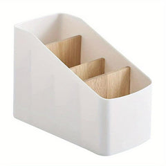 Wooden Desk Storage Box Organizer with 4 Compartments for TV Office