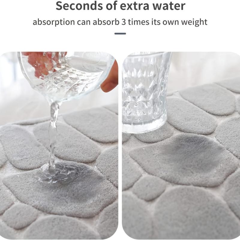 Memory Foam Bath Mat Cobblestone Bathroom Rugs Water Absorbent Bath Mats