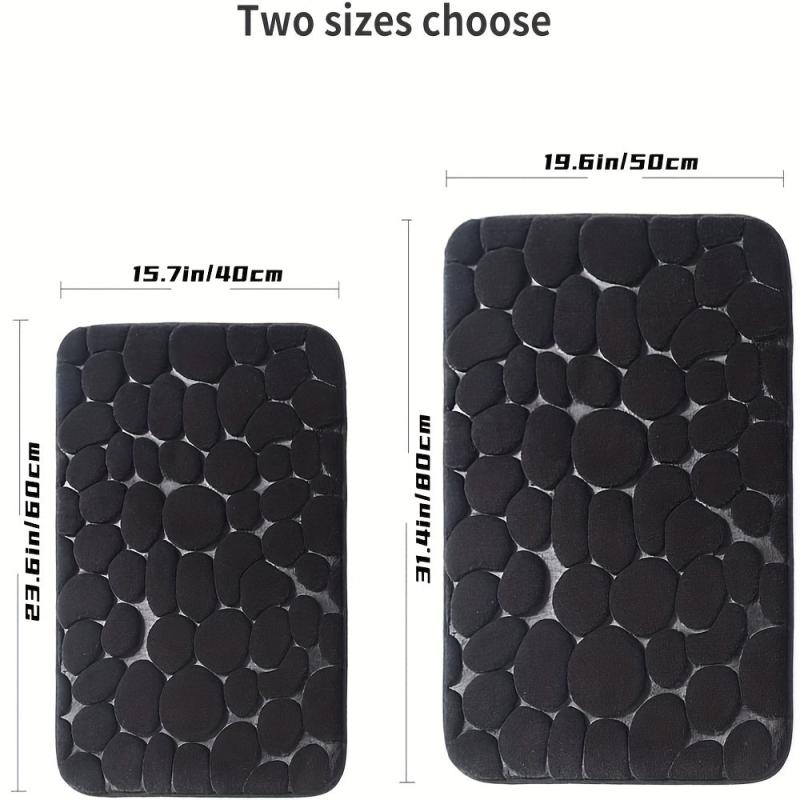 Memory Foam Bath Mat Cobblestone Bathroom Rugs Water Absorbent Bath Mats