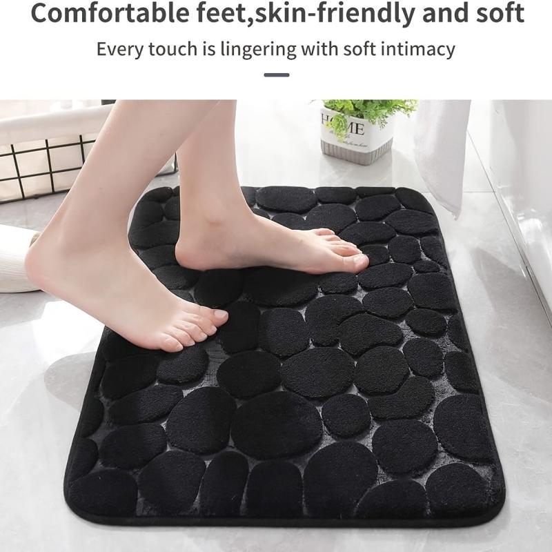 Memory Foam Bath Mat Cobblestone Bathroom Rugs Water Absorbent Bath Mats