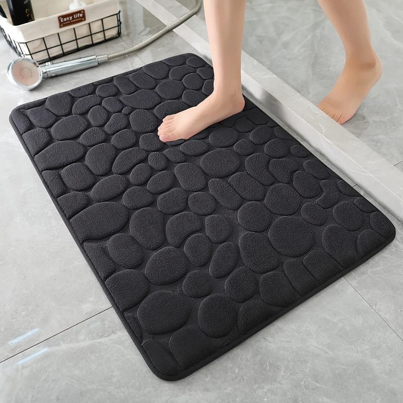 Memory Foam Bath Mat Cobblestone Bathroom Rugs Water Absorbent Bath Mats