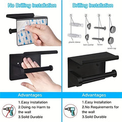 Stainless Steel Toilet Paper Holder with Shelf for Bathroom