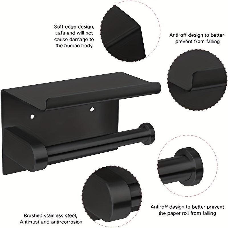 Stainless Steel Toilet Paper Holder with Shelf for Bathroom