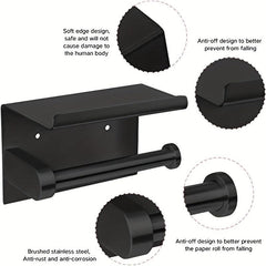 Stainless Steel Toilet Paper Holder with Shelf for Bathroom