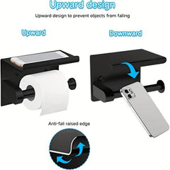 Stainless Steel Toilet Paper Holder with Shelf for Bathroom