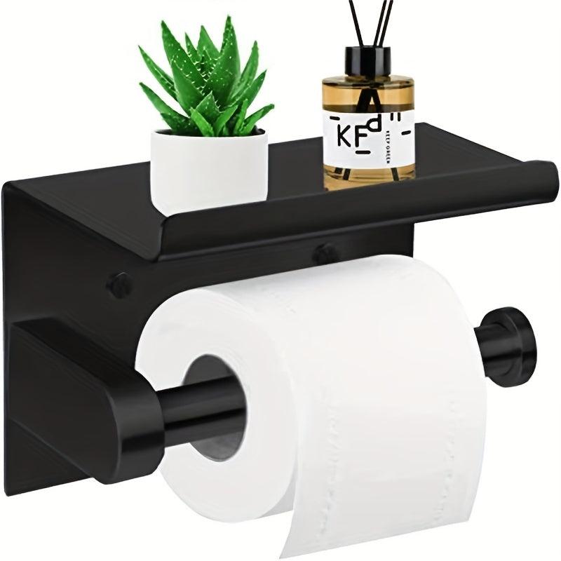 Stainless Steel Toilet Paper Holder with Shelf for Bathroom