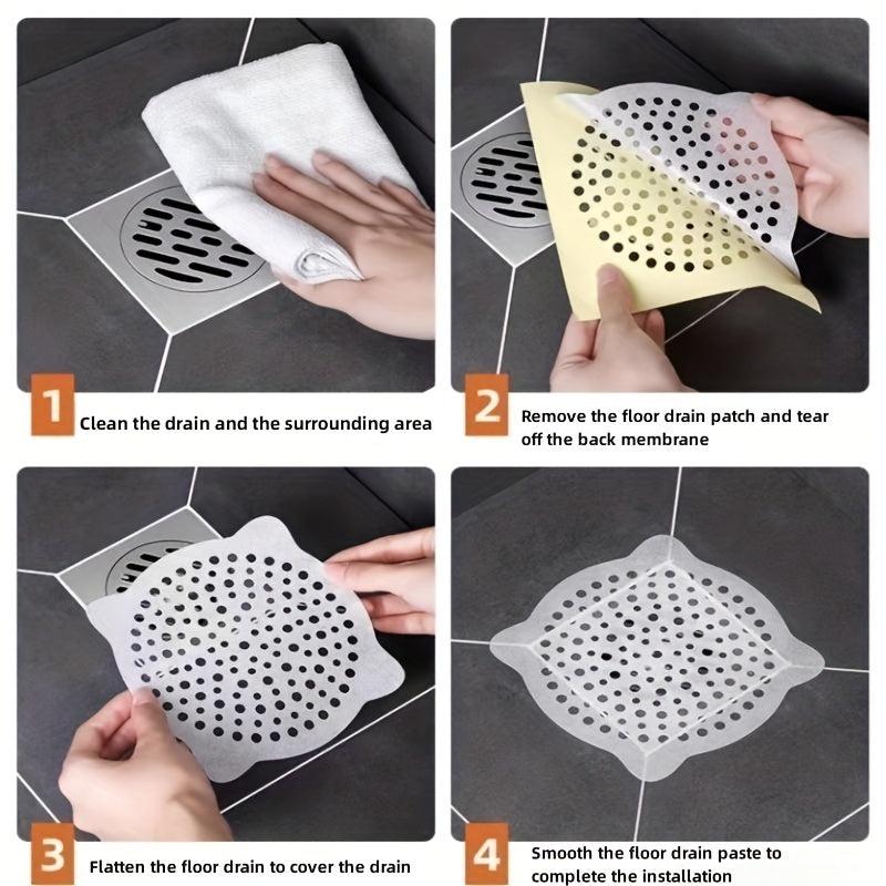 10pcs Disposable Shower Drain Mesh Stickers Hair Catcher Sink Strainer Filter