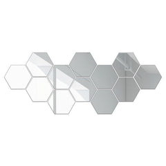 12pcs 3D Hexagon Mirror Wall Decals Self Adhesive Bathroom Removable Stic