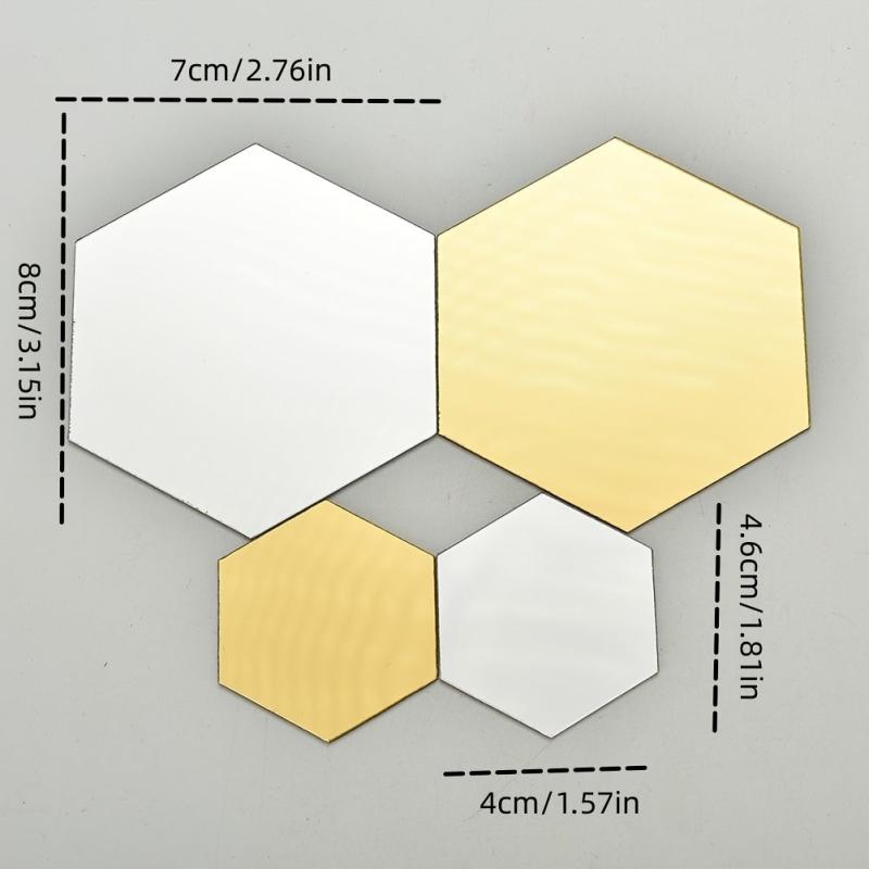 12pcs 3D Hexagon Mirror Wall Decals Self Adhesive Bathroom Removable Stic