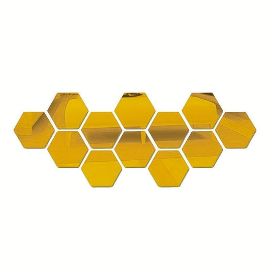 12pcs 3D Hexagon Mirror Wall Decals Self Adhesive Bathroom Removable Stic