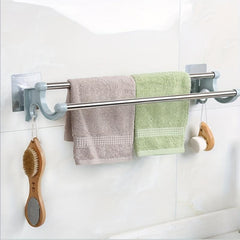 Stainless Steel Double Rod Towel Rack Wall Mounted Towel Holder