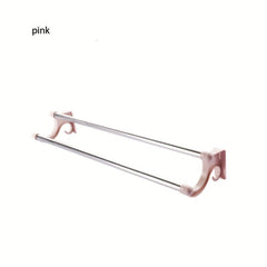 Stainless Steel Double Rod Towel Rack Wall Mounted Towel Holder