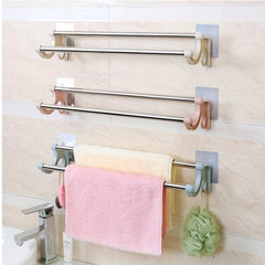 Stainless Steel Double Rod Towel Rack Wall Mounted Towel Holder