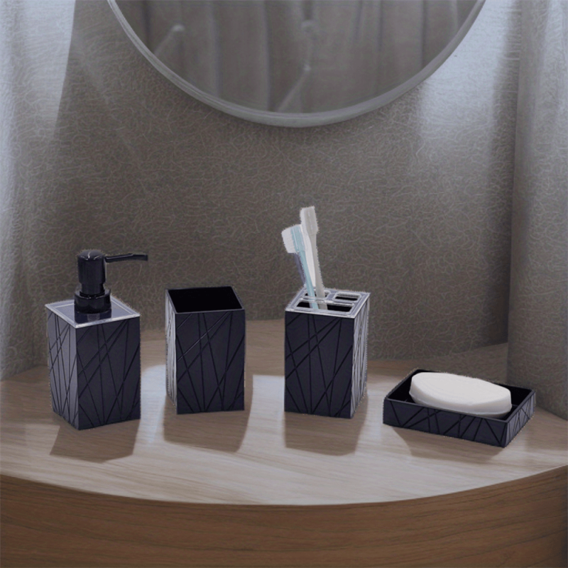 4pcs Bathroom Accessories Set Soap Holder Toothbrush Holder
